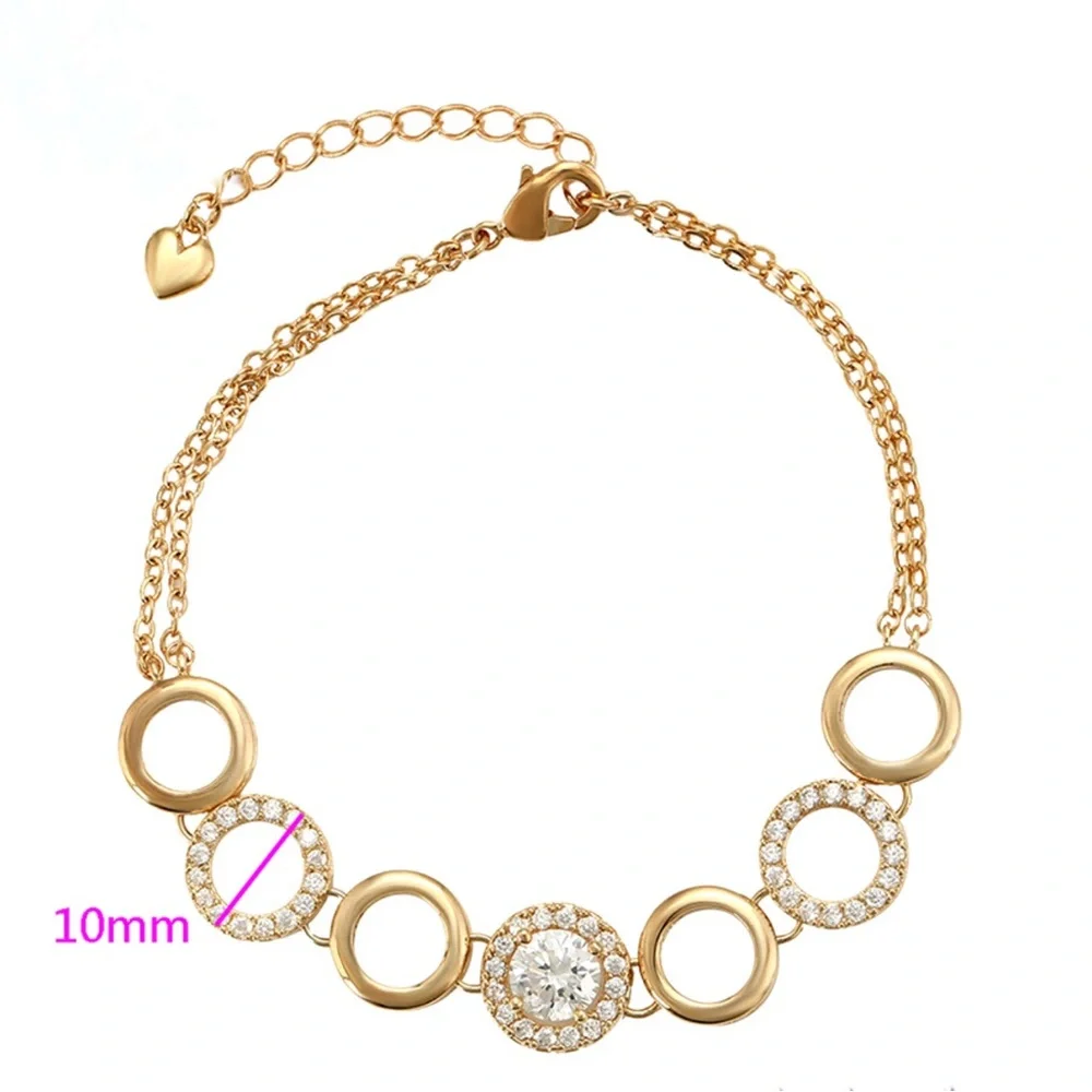 Circle Bracelet | Real CZ Stone | 18k Gold Plated Adjustable Water Resistant - Picture 4 of 12